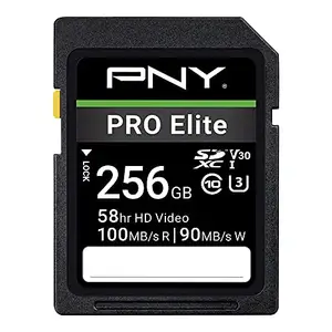 PNY 256GB PRO Elite Class 10 U3 V30 SDXC Flash Memory Card - 100MB/s, Class 10, U3, V30, 4K UHD, Full HD, UHS-I, Full Size SD price in India.