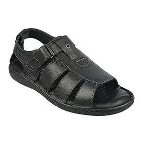 Pierre Cardin Men's Black Leather Formal Sandal, 8