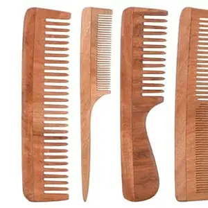 Generic AAINAA Neem Wooden Comb For Hair Growth Anti-Bacterial, Dandruff Remover And Hair Styling Comb Collections For Men And Women (Set Of 4)