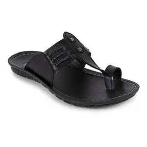 PU-SPM Men's Casual Daily Sandals and Floaters (Black)