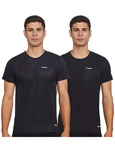 Charged Pulse-006 Checker Knitt Round Neck Sports T-Shirt Black Size Large And Charged Pulse-006 Checker Knitt Round Neck Sports T-Shirt Navy Size Large