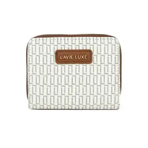 Lavie Lx Mono Synthetic Zipper Closure Women's Wallet (Off White, Small)