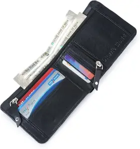 Classic World Men & Women Trendy Black Artificial Leather Wallet (5 Card Slots) flip 29MILD Black_CW