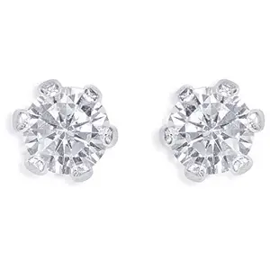 Taraash White Round Solitaire CZ Sterling Silver Studs Earrings For Women stylish 92.5