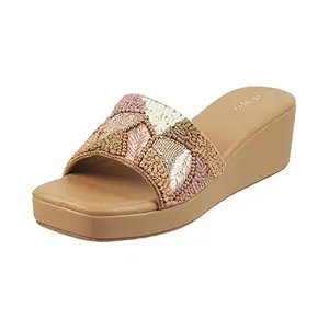 Metro Womens Beaded Antic Gold Slip Ons (Size (4 UK (37 EU))