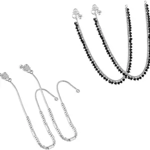 Heer Collection Traditional Trendy Jewellery All Occassions Anklets Payal Pair for Women/Girls Alloy Anklet (Pack of 4)(Combo Payal-108&109-(1PairEach))