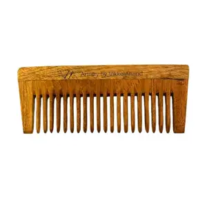 Wooden Comb for Men & Women by VA (VIKKE ANAND) | Handmade from Neem With Wide Tooth, Eco-Friendly & Scalp Massage Wooden Comb, Suitable for All Hair Types