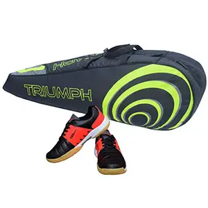 Gowin Badminton Shoe Power White/Red Size-9 with Triumph Badminton Bag 304 Black/Lime