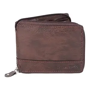 WILD EDGE Brown PU Genuine Leather Wallet for Men