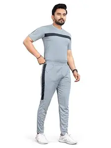 Lightweight Tracksuit for Men –Sports T-Shirt-Pant Combo-Metrix GREY_C16_XL