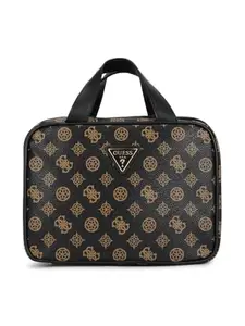 Guess Brown Monogram Wilder Small Toiletry
