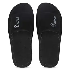 Emosis Men's Fashion Slide Slipper - Flat Chappal cum Flip-Flop - For Daily Use Outdoor Indoor Formal Office Home Ethnic Casual Wear (Black, numeric_6)