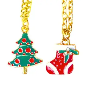 Snowy’s Shop Enchanting Christmas Tree and Christmas Stocking Charms Necklace Stack for Women and Girls | Trendy Jewellery | Christmas New Year Party Jewellery