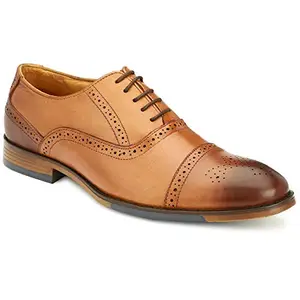 Varito Men's Tan Crust Italian Leather Lace up Formal Shoe 9 UK