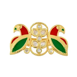VOYLLA Panchhi Humera Statement Ring|Women Rings|Statement Rings For Women|Kundan Rings For Women|Wedding|Festive|Party|Birds|American Diamond|Gift For Her|