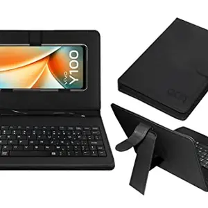 ACM Keyboard Case Compatible with Vivo Y100 Mobile Flip Cover Stand Direct Plug & Play Device for Study & Gaming Black