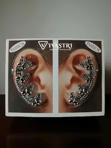 VIVASTRI FASHION JEWELLERY Vivastri Butterfly Oxidised Silver Alloy Earcuff,Cuff Earrings for Women & Girls [VIVA2789ERG] (Pack of- 1 Pair Earring)