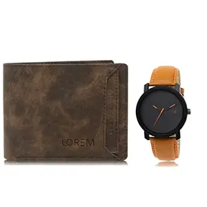 LOREM Combo of Brown Color Artificial Leather Wallet &Watch (Fz-Wl04-Lr20)