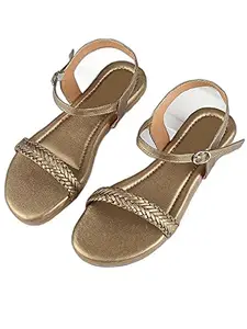WalkTrendy Womens Synthetic Gold Sandals - 5 Uk (Wtwf438_Gold_38)