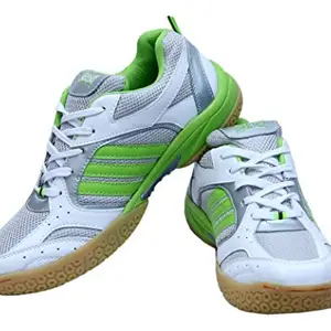 CW Firefly Speed Badminton Shoe with Imported Phylon Crape Sole (8) White Green