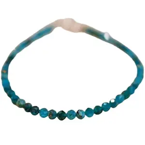 Gems_Hub Apatite Bracelet with Silver Clasp – 4mm Round Beads – Faceted Cut – Healing, Fashion, Gift, Spiritual, Yoga|FIZA_LINK_00612