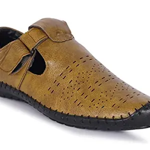 SPECIA Tan Synthetic Leather Fisherman Sandals For Men- 10 UK