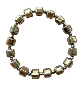Rare Gems Gallery Amazing Golden Colour Pyrite Cube Bracelet Original Certified पाइराइट ब्रेसलेट A1 Rated Pairait Crystal Stone Bracelet With Igl Lab Certificate ब्रेसलेट पुरुषो और महिलाओ के लिए