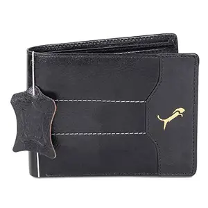 WILD EDGE Black Genuine Leather Wallet for Men