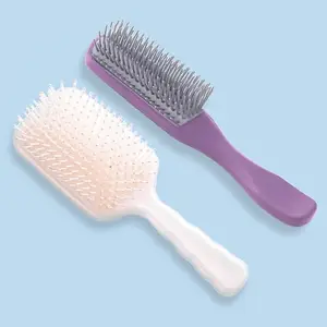 Homestic Hair Brush | Flexible Bristles Brush | Hair Brush with Paddle | Straightens & Detangles Hair Brush | Suitable For All Hair Types | Hair Brush Styling Hair | Set of 2 | Pink & Purple