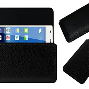 ACM Horizontal Leather Case Compatible with Gionee Elife S5.5 Gn9000 Mobile Cover Carry Pouch Holder Black