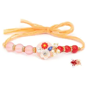 To The Nines Elegant Floral Rakhi/Band for Beloved Brother with Tilak Material and Greeting Card