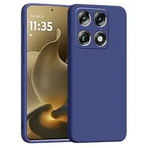 amazon basics Back Cover for Moto Signature 5G | Ultra Slim Soft Rubberised Case | Matte Silicone Flexible Mobile Case | Camera Protection - Blue