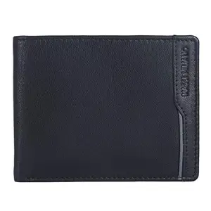 Massi Miliano Genuine Leather RFID Blocking Wallet for Men (Verona Collection) - VER03 (Black & Grey)