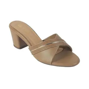 tresmode Driv Women's Chickoo Dress Block Heel Sandals in Size 8 UK / 41 EU