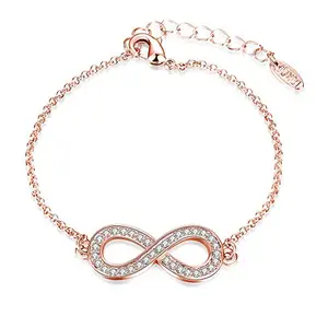 Via Mazzini Rose Gold Plated Infinity Love Charm Bracelet for Women (Bracelet0361)