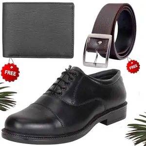 Attractive Formal Shoes/Party Shoes/Shoes Combo with Free Wallet & Belt for Men and Boys (BAZAAR5153_VTOR-BLK-1008) Multicolor
