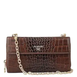 Da Milano Leather Sling Wallet for Women - Brown (10132)