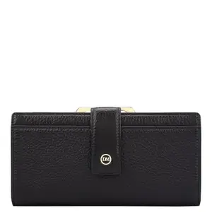 Da Milano Frame Leather Women Wallet - Black (LW-0025E)