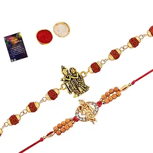 Rakhi Rudraksh Radha Krishna,KRISHNA JI Rakhi With Roli Chawal,Greeting Card -77