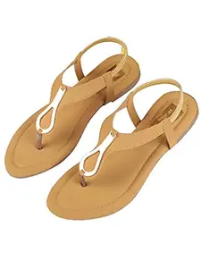 WalkTrendy Womens Synthetic Tan Sandals - 8 UK (Wtwf175_Tan_41)