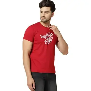 Touch Me Fashions Stylish Mens Casual Wear Tamil Life Text Half Sleeve Round Neck Red(XL) Tshirt