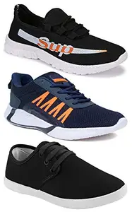 Shoefly Men's (9164-9312-349) Multicolor Casual Sports Running Shoes 7 UK (Set of 3 Pair)