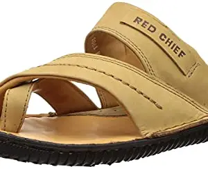 Red Chief Men's Leather Slipper (RC394), CAMEL, 7 UK (Wide)