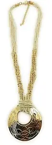 Glass Women Necklace-Jewelary Set-White-Gold-44