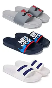 Bersache Chappal for Men Casual,Slides, Slippers, FILP-Flops Walking Slippers (Multicolour) (Pack of 3) Combo(MR)-1590-1587-3109-10