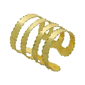 Jiaara Pure Brass Contemporary Multi-layered Cuff Bracelet for Women