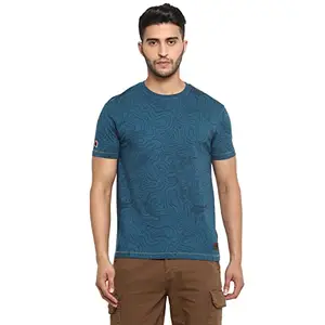 Royal Enfield Men's Regular Fit T-Shirt (RLATSO000577_Ocean Blue S)