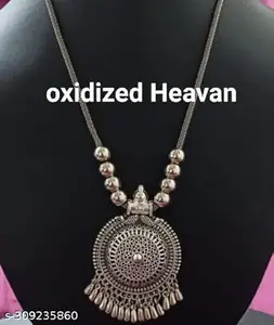 OXI Oxidised Round Chain Pendant Long Necklace For Girls and women's Design_44