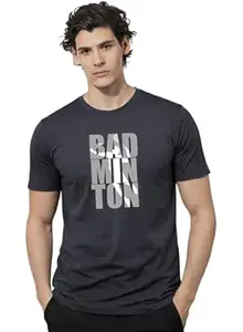 ADRO Mens Badminton Tshirt | Cotton Lycra | Regular Fit Tee | Sports Design T-Shirt for Men | Printed T Shirts for Men