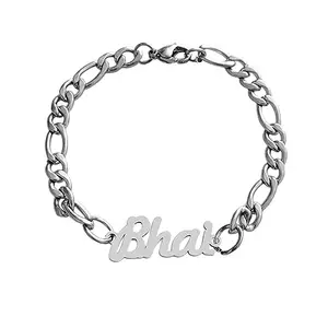 M Men Style Silver Plated Rakshabandhan Gift Bhai Letter Stainless Steel Bracelet Rakhi For Brother LCBr1006A